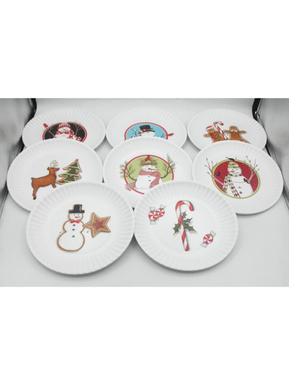 One Hundred 80 Degrees 7.5 Inch Melamine Dessert Plates Set of 8 Holiday Designs